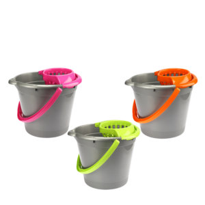 Wiadro 12 l z wyciskaczem DARK NEON srebrne