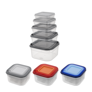 Komplet pojemników kwadratowych KLIC BOX 5 szt. (0,4 / 0,7 / 1,0 / 1,6 / 2,4 l)