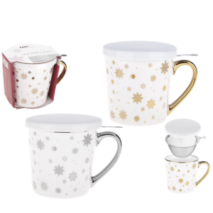 Kubek z zaparzaczem SNOWFLAKE 400 ml z porcelany New Bone