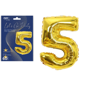 LGP Balon foliowy 60 cm CYFRA 5, złoty