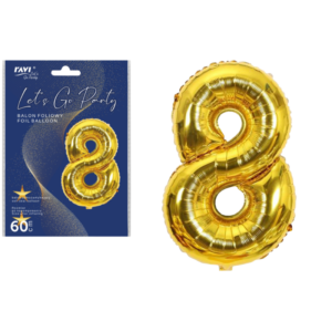 Balon foliowy CYFRA 8, 60 cm – złoty