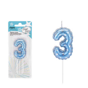 Świeczka urodzinowa BLUE STAR – cyfra 3