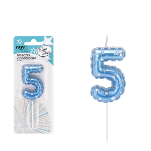 Świeczka urodzinowa BLUE STAR – cyfra 5