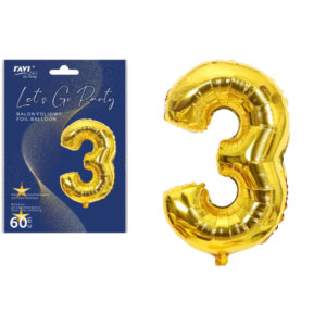 LGP Balon foliowy 60 cm CYFRA 3, złoty