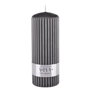 Świeca ryflowana ALVA 60 × 150 mm – kolor antracytowy
