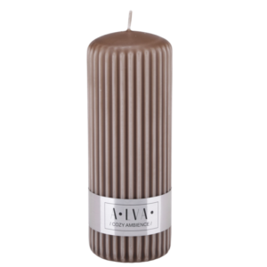 Świeca ryflowana ALVA 60 × 150 mm – kolor brązowy