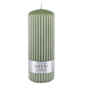 Świeca ryflowana ALVA 60 × 150 mm – kolor zielony