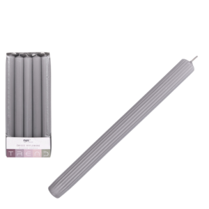 Świeca ryflowana TREND 22 × 240 mm – kolor szary, wzór 2