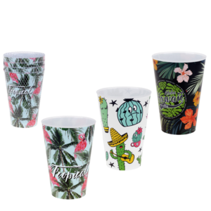 Zestaw plastikowych kubków wielokrotnego użytku 400 ml 4 szt.