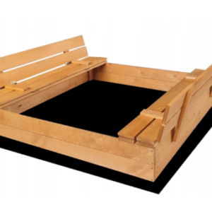 Piaskownica zamykana z ławeczkami 120 × 120 × 20 cm – nieimpregnowana